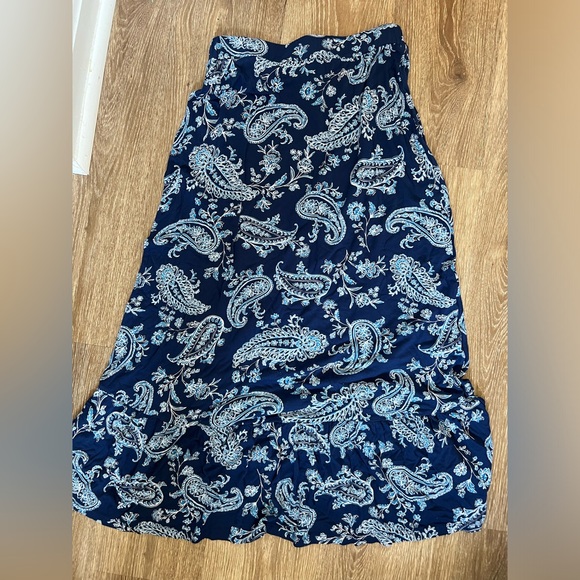 Petite Blue Patterned Talbots Paisley Maxi Stretchy Skirt P Women’s Flowy - Picture 4 of 4